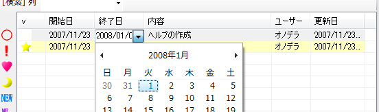 カスタマイズした列項目