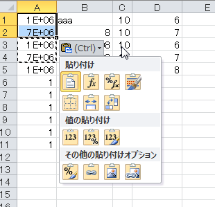 貼り付けオプション