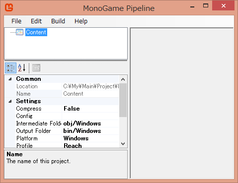 「MonoGame Pipeline」が起動