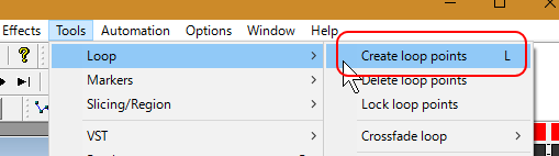 「Create loop points」を選択