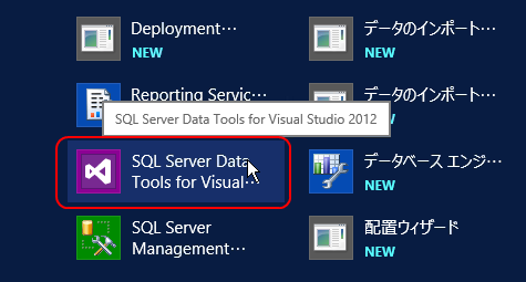 SQL Server Data Tools for Visual Studio 2012 を起動
