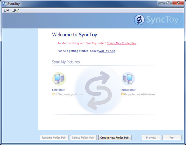 SyncToy を使用してフォルダのバックアップを行う